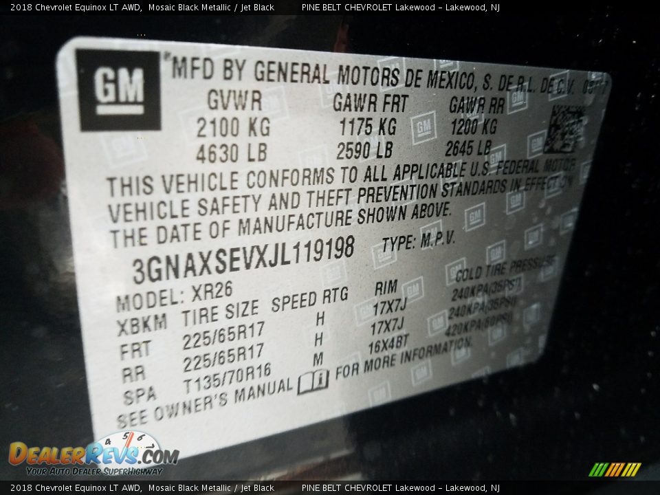 2018 Chevrolet Equinox LT AWD Mosaic Black Metallic / Jet Black Photo #8