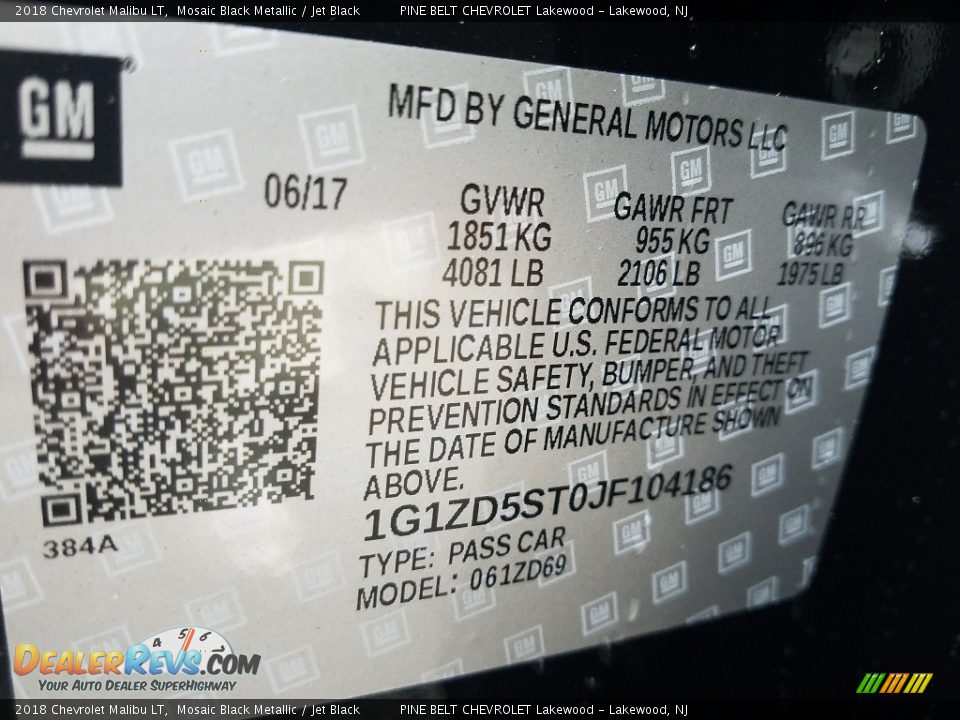 2018 Chevrolet Malibu LT Mosaic Black Metallic / Jet Black Photo #9