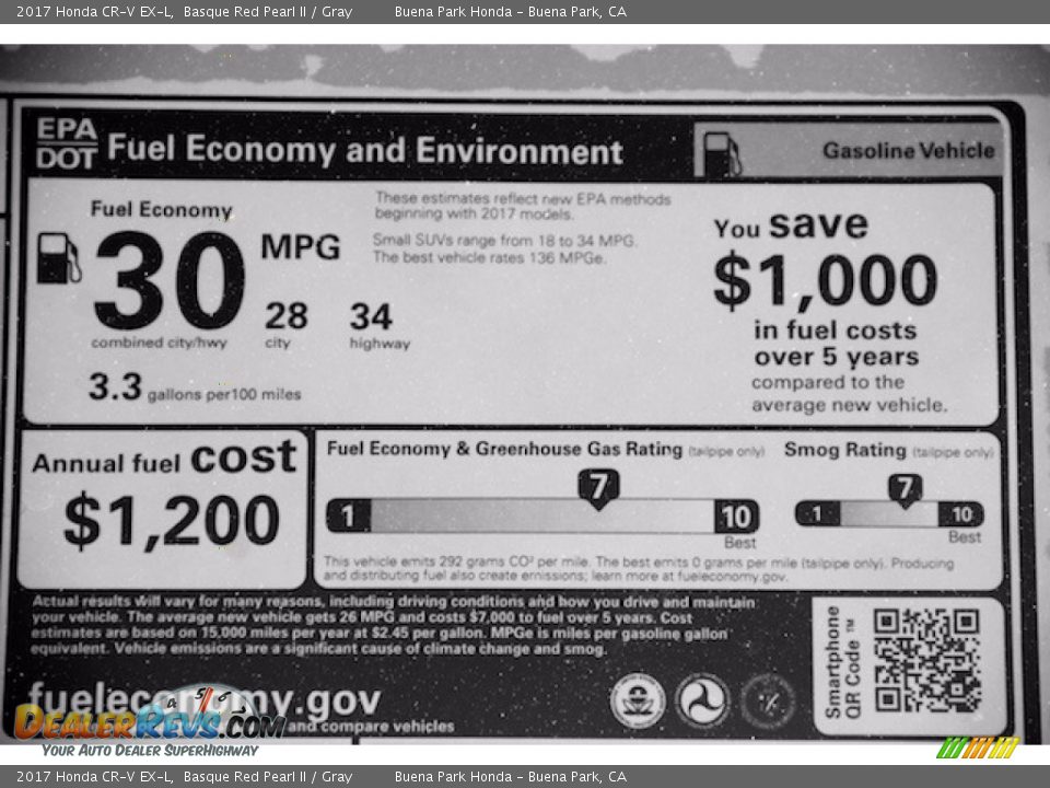 2017 Honda CR-V EX-L Basque Red Pearl II / Gray Photo #18