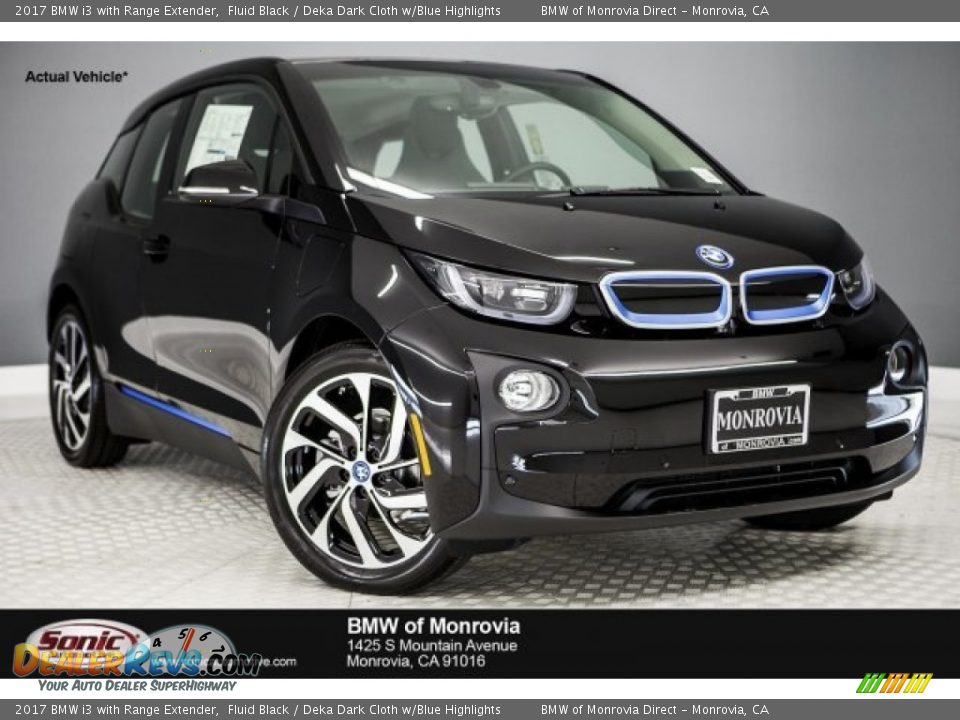 2017 BMW i3 with Range Extender Fluid Black / Deka Dark Cloth w/Blue Highlights Photo #1