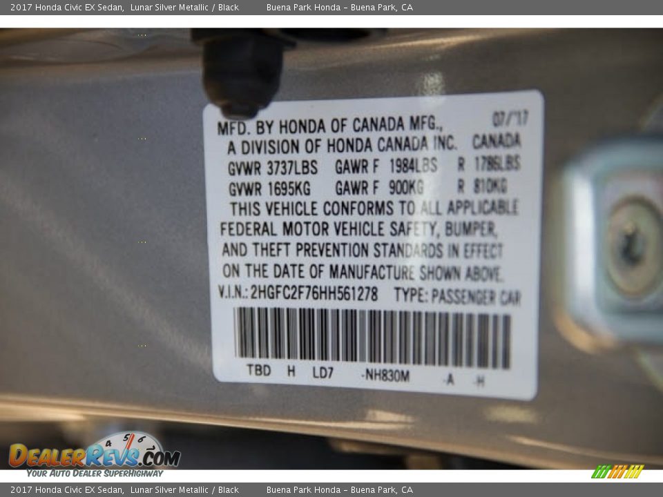 2017 Honda Civic EX Sedan Lunar Silver Metallic / Black Photo #18