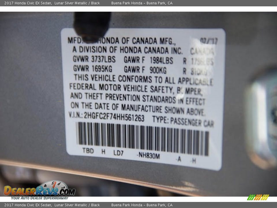 2017 Honda Civic EX Sedan Lunar Silver Metallic / Black Photo #18