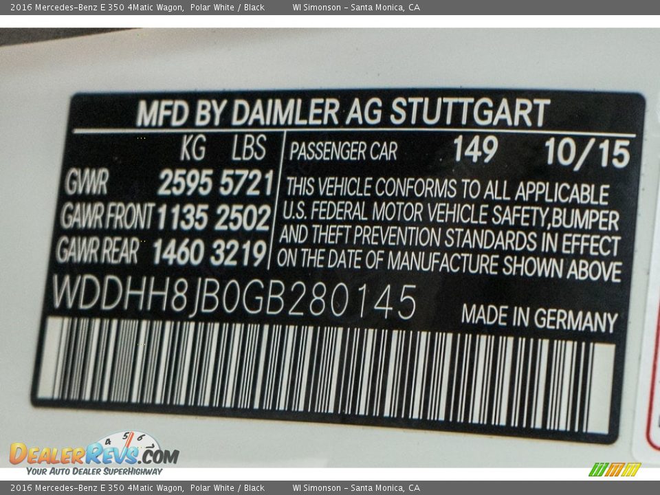 2016 Mercedes-Benz E 350 4Matic Wagon Polar White / Black Photo #6