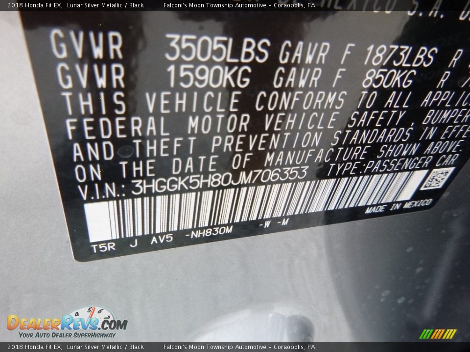 2018 Honda Fit EX Lunar Silver Metallic / Black Photo #12