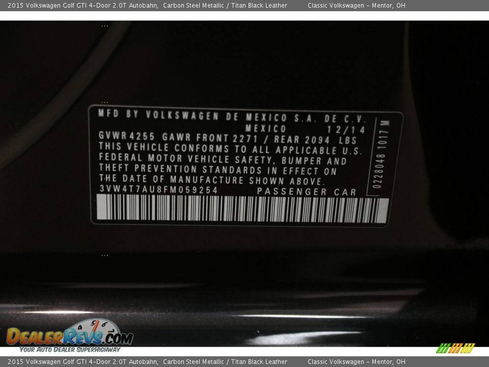 2015 Volkswagen Golf GTI 4-Door 2.0T Autobahn Carbon Steel Metallic / Titan Black Leather Photo #18
