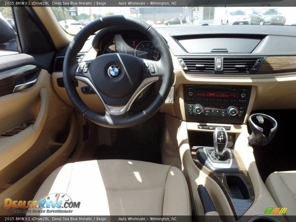 2015 BMW X1 sDrive28i Deep Sea Blue Metallic / Beige Photo #15