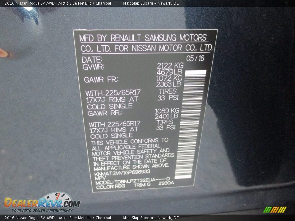 2016 Nissan Rogue SV AWD Arctic Blue Metallic / Charcoal Photo #28