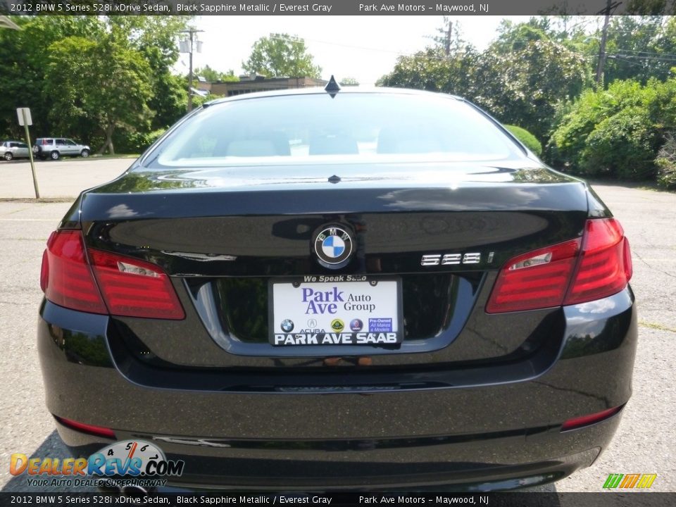 2012 BMW 5 Series 528i xDrive Sedan Black Sapphire Metallic / Everest Gray Photo #4