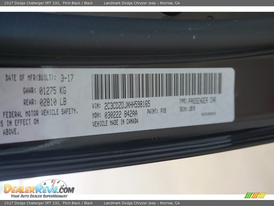 2017 Dodge Challenger SRT 392 Pitch Black / Black Photo #10