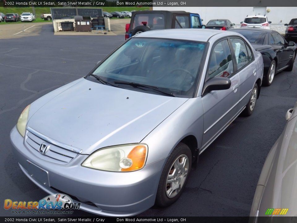 2002 Honda Civic LX Sedan Satin Silver Metallic / Gray Photo #3