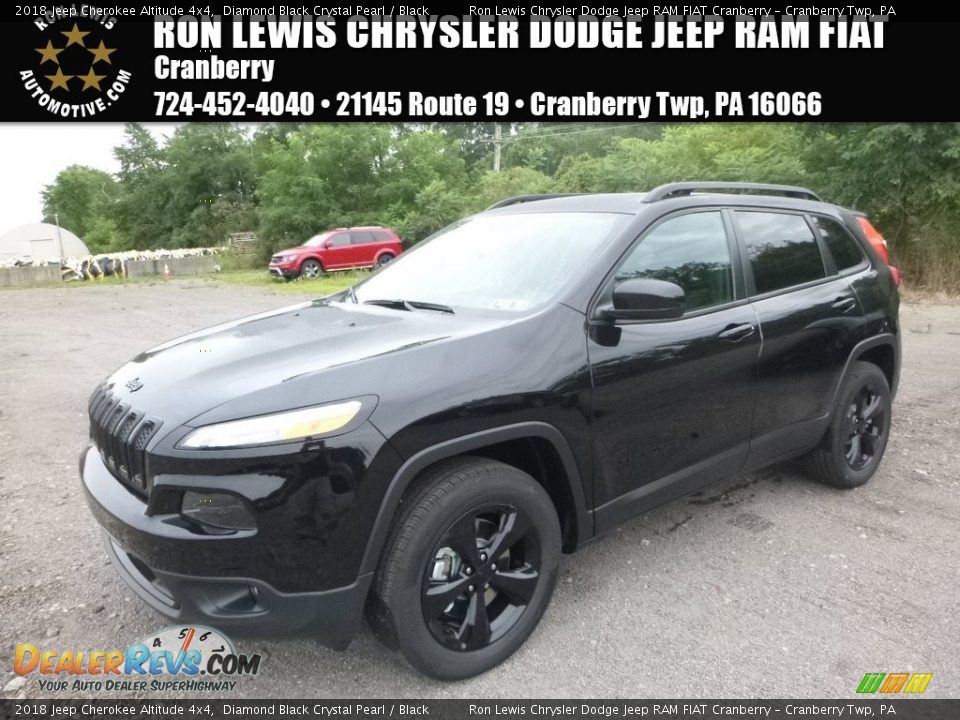 2018 Jeep Cherokee Altitude 4x4 Diamond Black Crystal Pearl / Black Photo #1