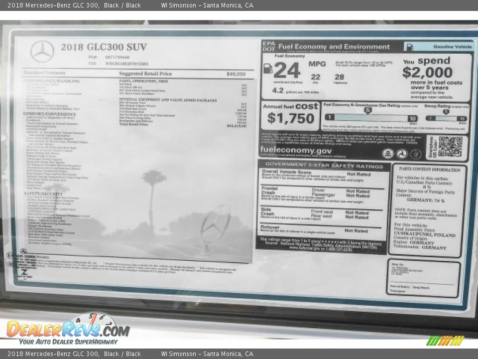 2018 Mercedes-Benz GLC 300 Black / Black Photo #11