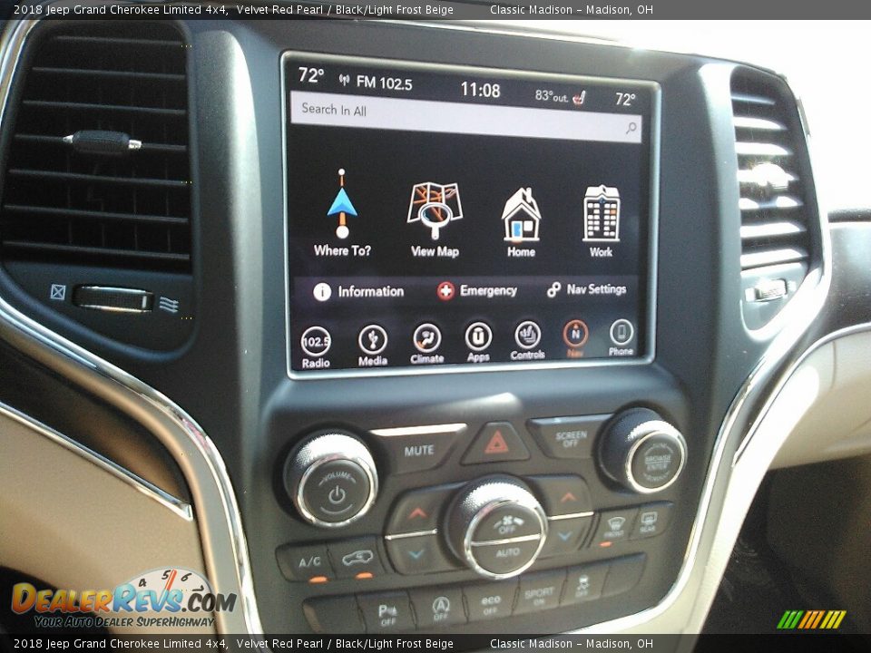 2018 Jeep Grand Cherokee Limited 4x4 Velvet Red Pearl / Black/Light Frost Beige Photo #14