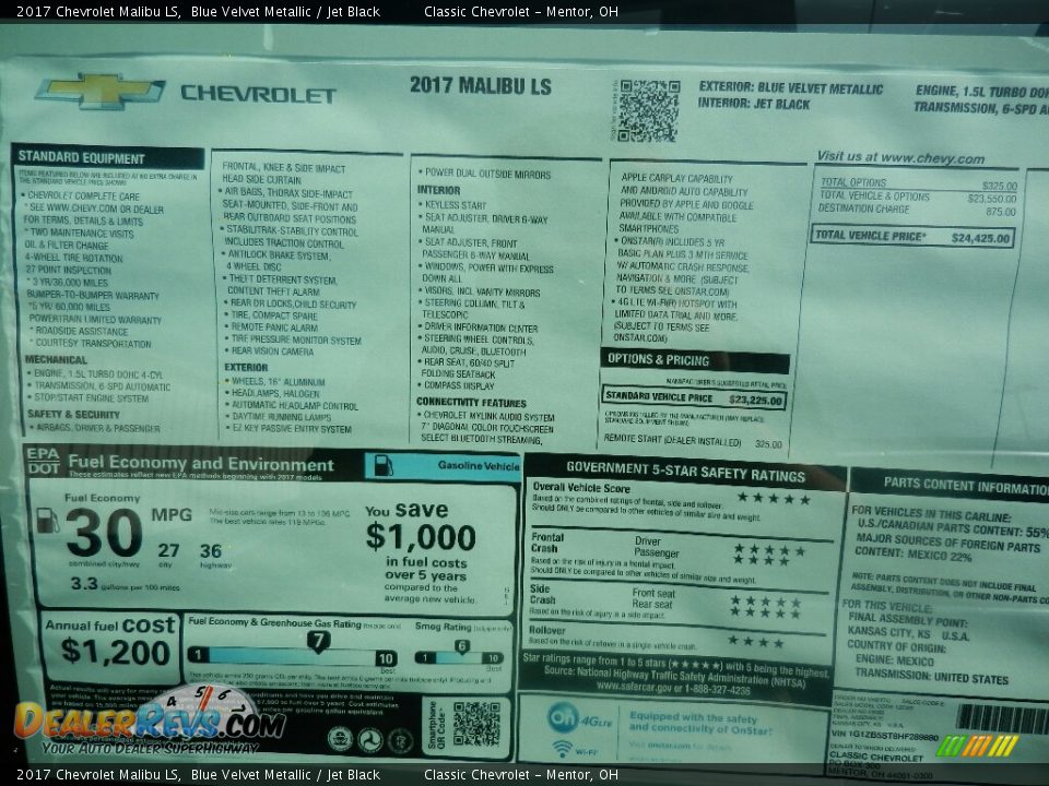 2017 Chevrolet Malibu LS Blue Velvet Metallic / Jet Black Photo #4