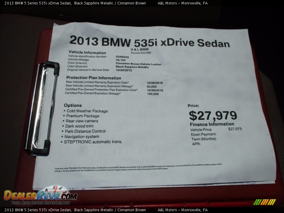 2013 BMW 5 Series 535i xDrive Sedan Black Sapphire Metallic / Cinnamon Brown Photo #10