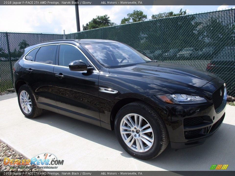 2018 Jaguar F-PACE 25t AWD Prestige Narvik Black / Ebony Photo #1