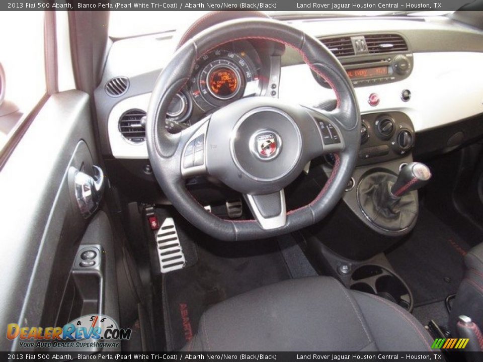 2013 Fiat 500 Abarth Bianco Perla (Pearl White Tri-Coat) / Abarth Nero/Nero (Black/Black) Photo #14