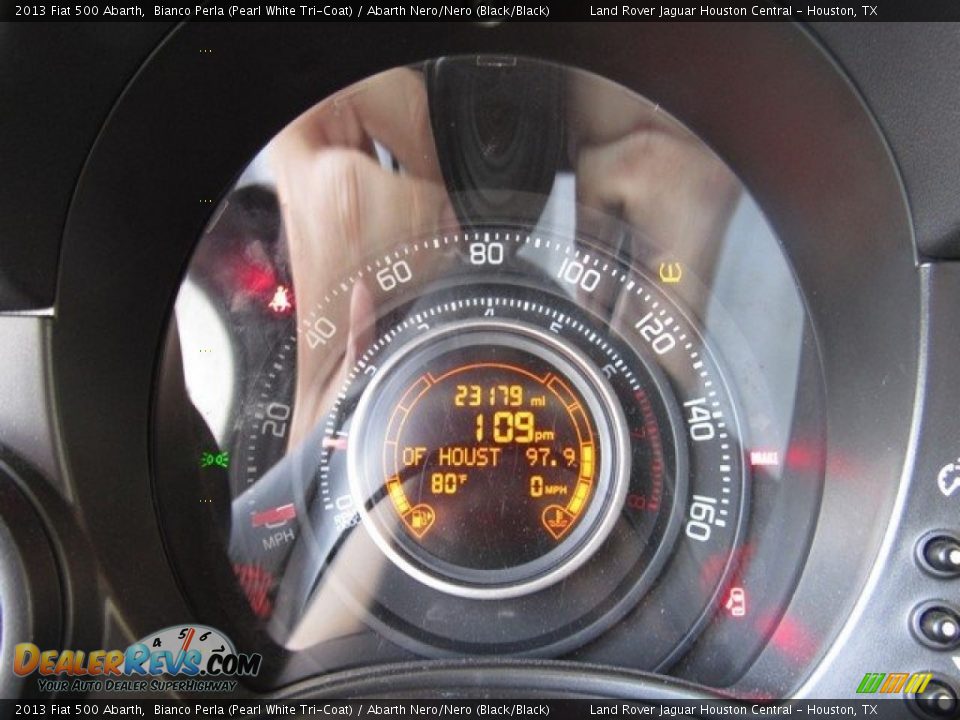 2013 Fiat 500 Abarth Bianco Perla (Pearl White Tri-Coat) / Abarth Nero/Nero (Black/Black) Photo #26