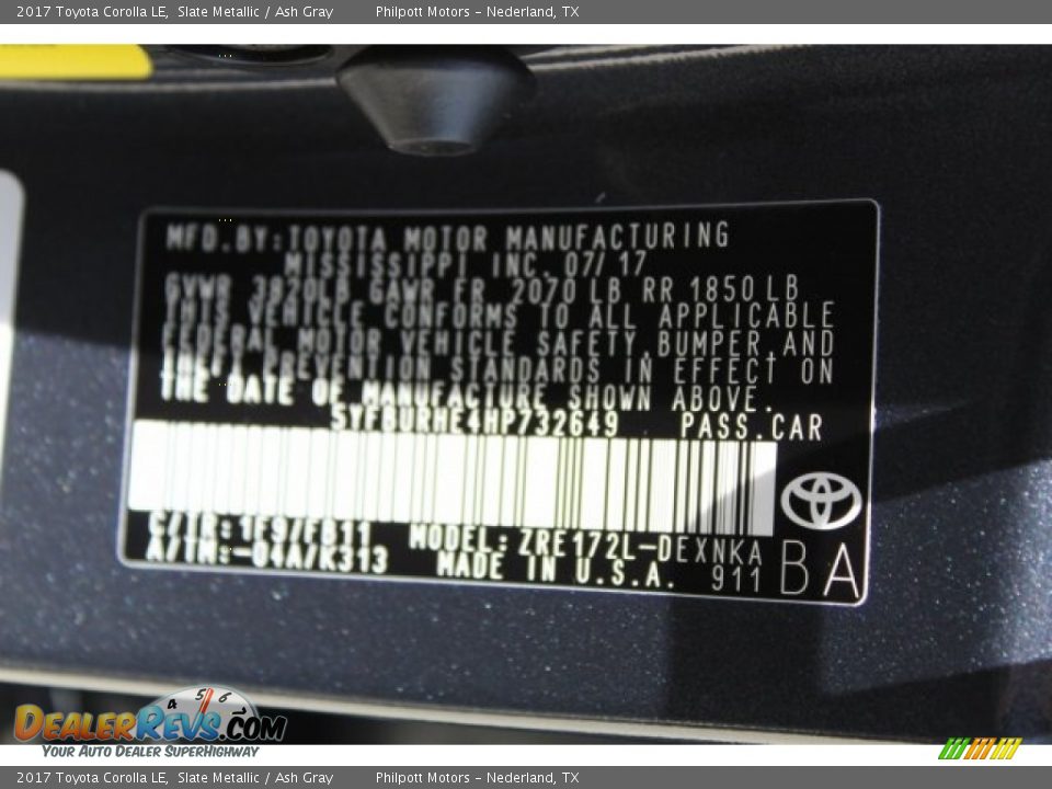 2017 Toyota Corolla LE Slate Metallic / Ash Gray Photo #24