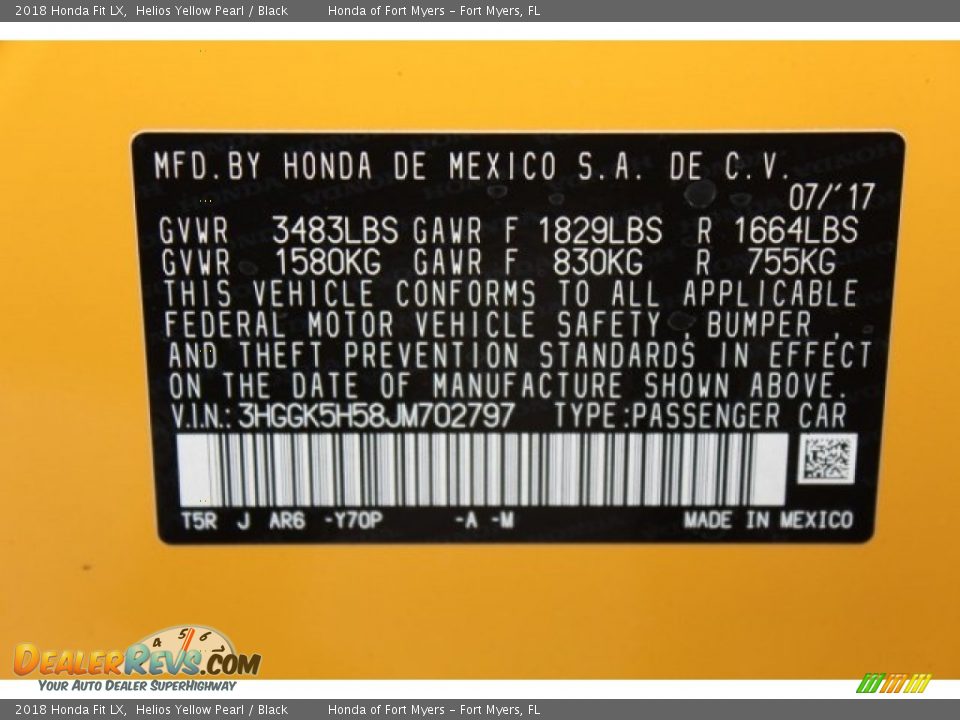 2018 Honda Fit LX Helios Yellow Pearl / Black Photo #26