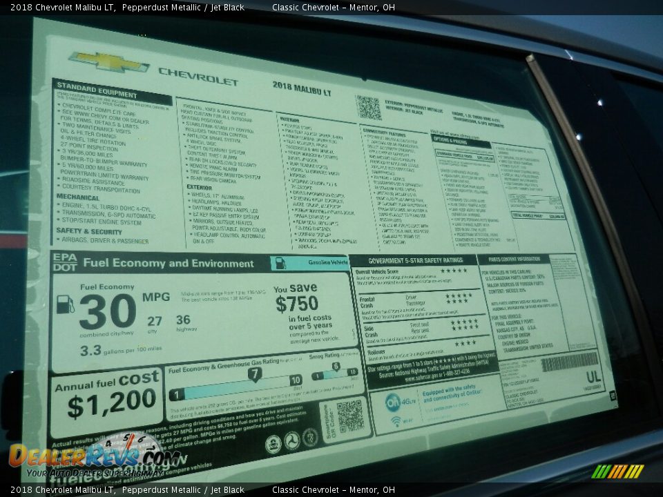 2018 Chevrolet Malibu LT Pepperdust Metallic / Jet Black Photo #4