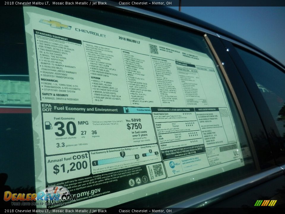 2018 Chevrolet Malibu LT Mosaic Black Metallic / Jet Black Photo #4