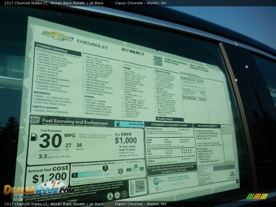 2017 Chevrolet Malibu LT Mosaic Black Metallic / Jet Black Photo #4
