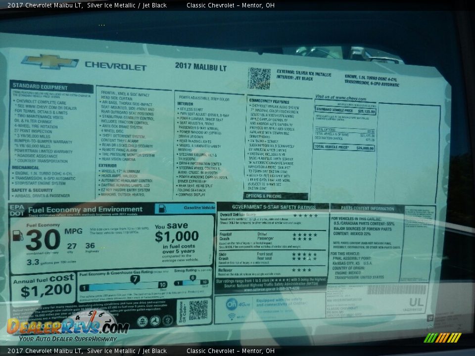 2017 Chevrolet Malibu LT Silver Ice Metallic / Jet Black Photo #4