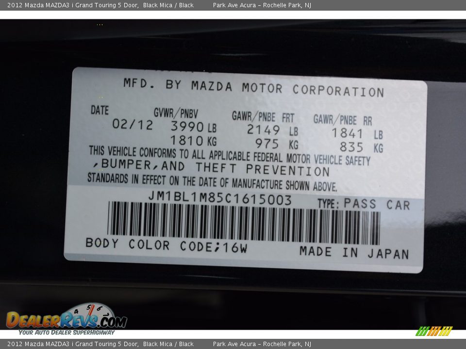 2012 Mazda MAZDA3 i Grand Touring 5 Door Black Mica / Black Photo #34