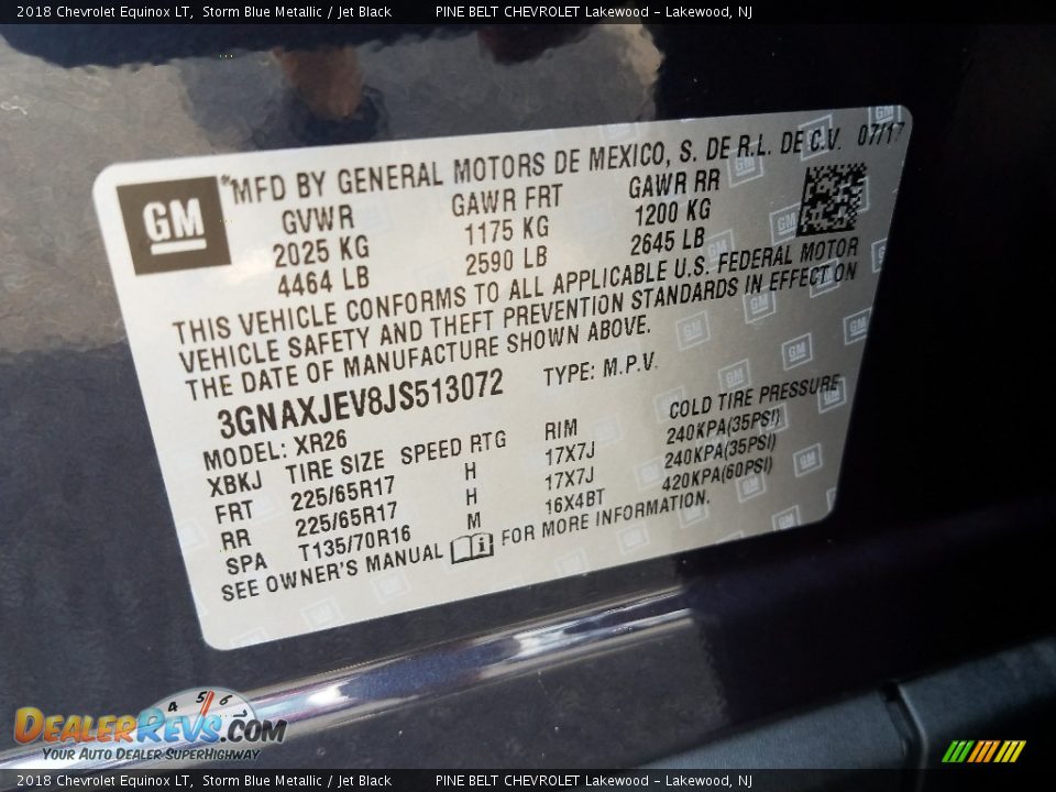 2018 Chevrolet Equinox LT Storm Blue Metallic / Jet Black Photo #9