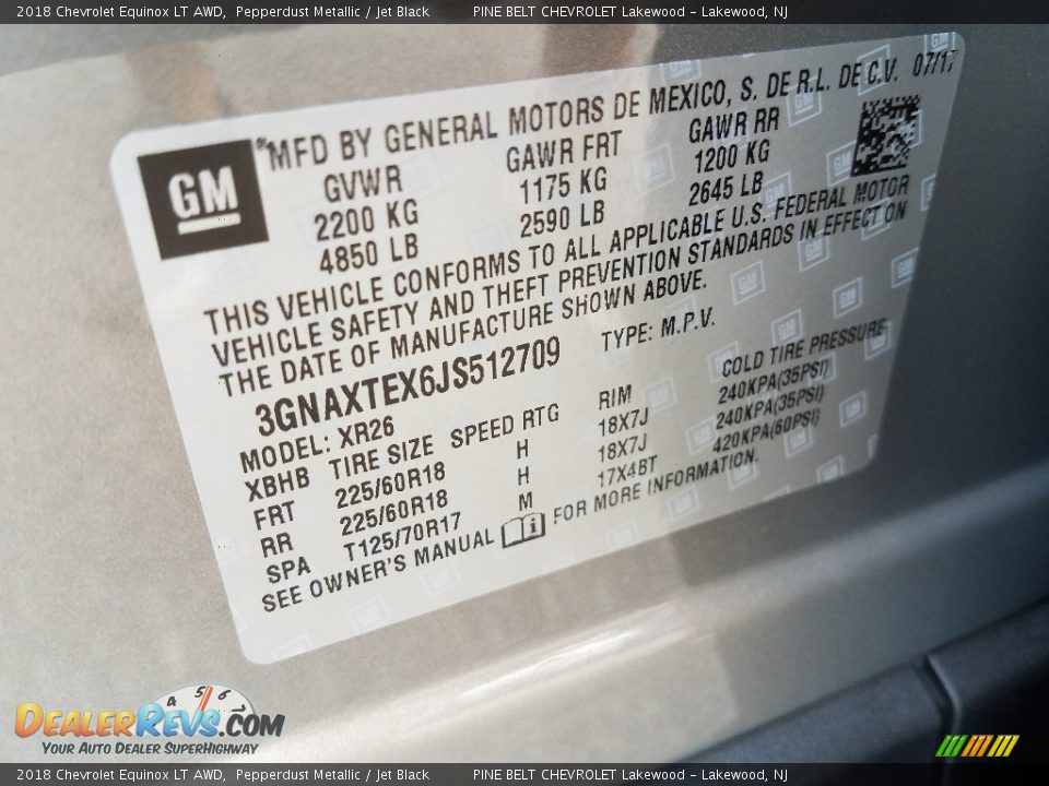 2018 Chevrolet Equinox LT AWD Pepperdust Metallic / Jet Black Photo #9