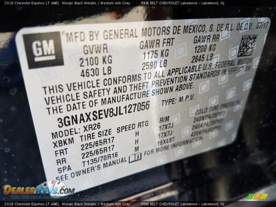 2018 Chevrolet Equinox LT AWD Mosaic Black Metallic / Medium Ash Gray Photo #9