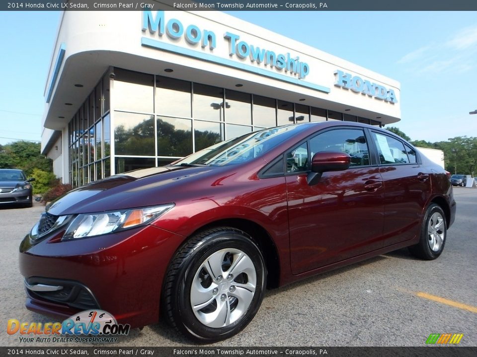2014 Honda Civic LX Sedan Crimson Pearl / Gray Photo #1