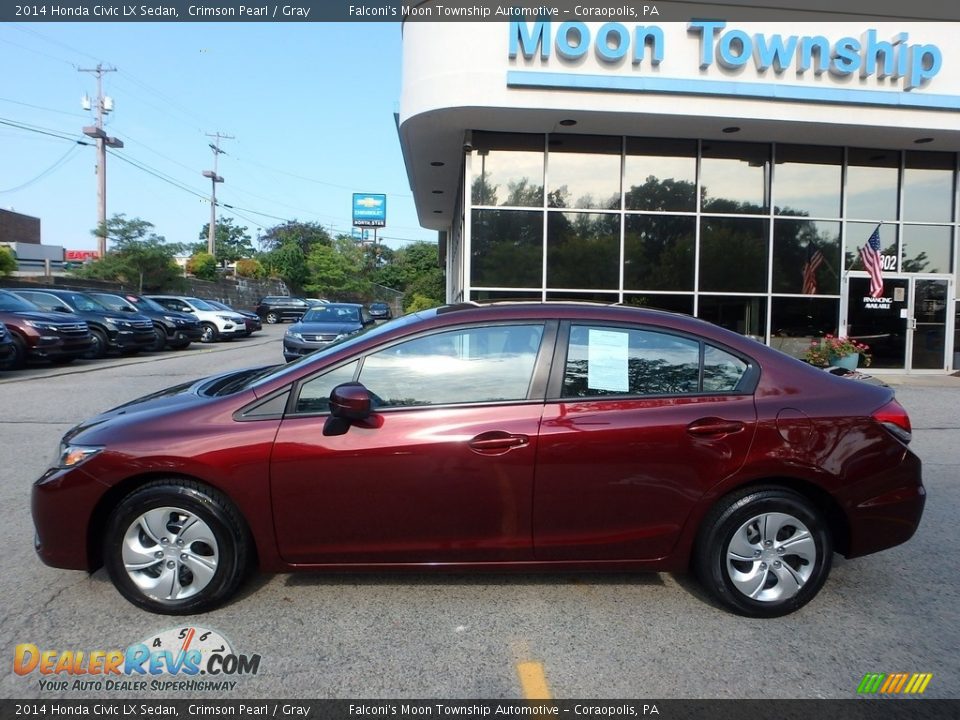 2014 Honda Civic LX Sedan Crimson Pearl / Gray Photo #2