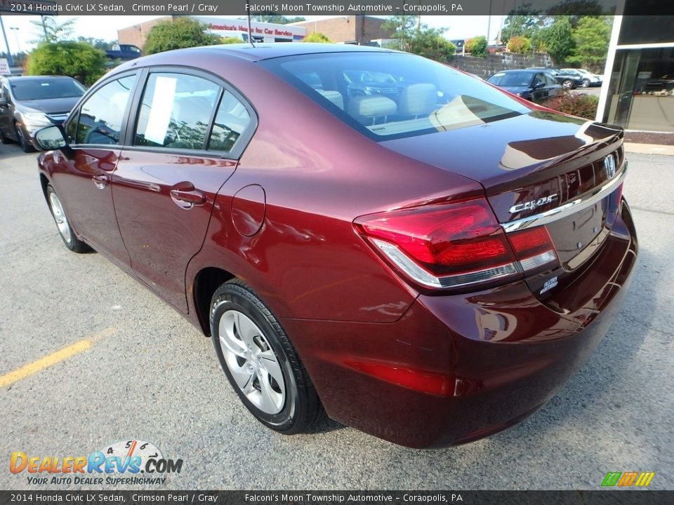 2014 Honda Civic LX Sedan Crimson Pearl / Gray Photo #3