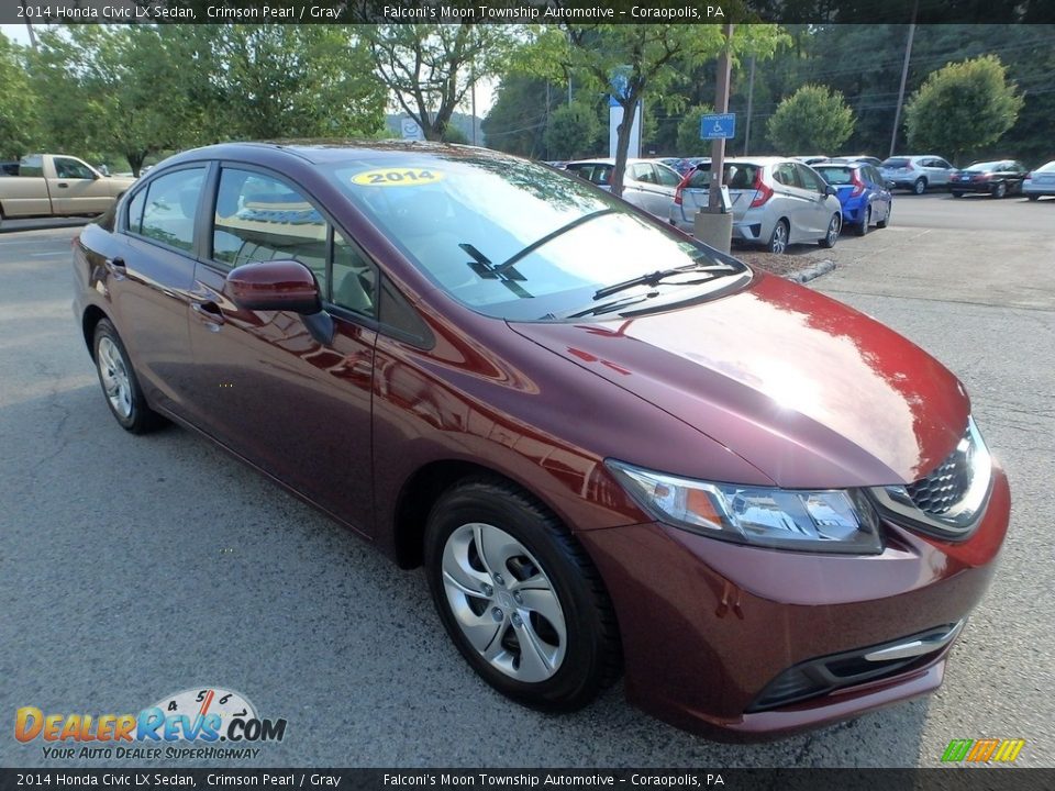 2014 Honda Civic LX Sedan Crimson Pearl / Gray Photo #7