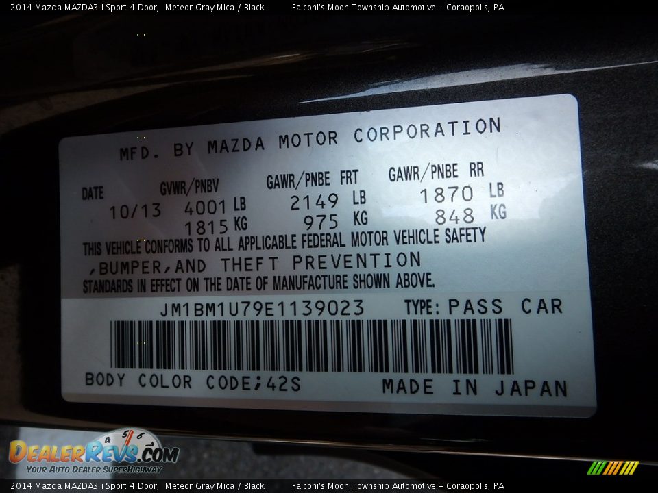 2014 Mazda MAZDA3 i Sport 4 Door Meteor Gray Mica / Black Photo #24