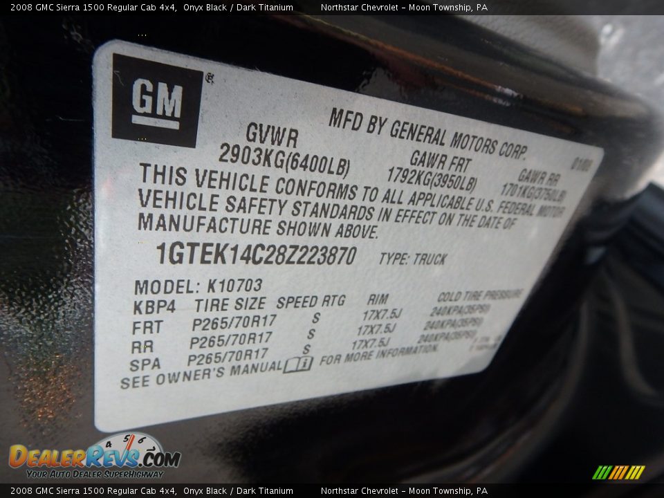 2008 GMC Sierra 1500 Regular Cab 4x4 Onyx Black / Dark Titanium Photo #14