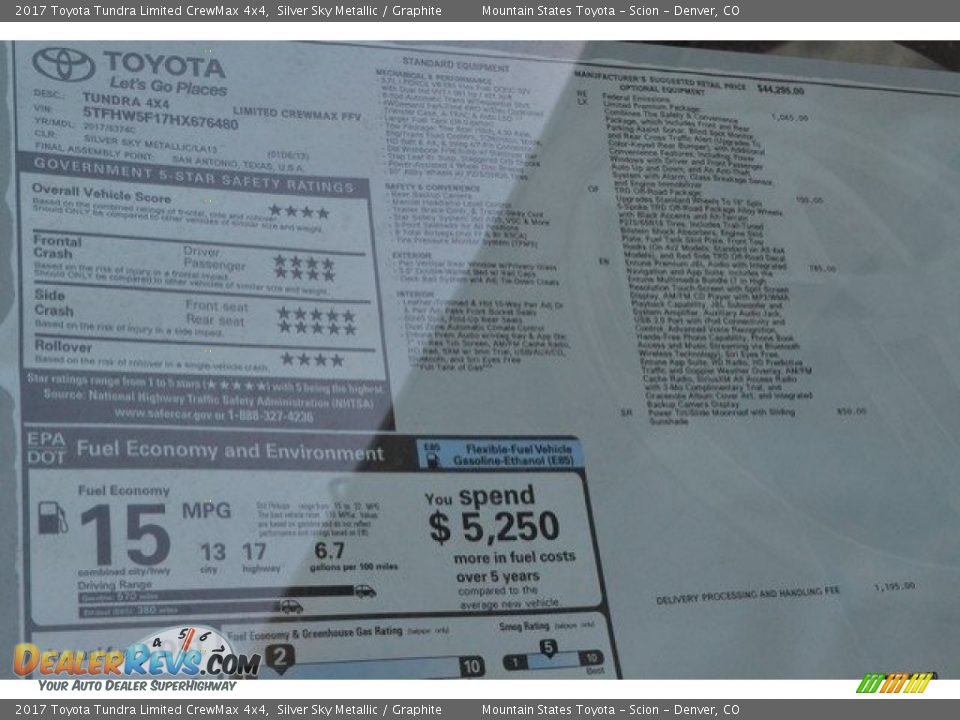 2017 Toyota Tundra Limited CrewMax 4x4 Silver Sky Metallic / Graphite Photo #10