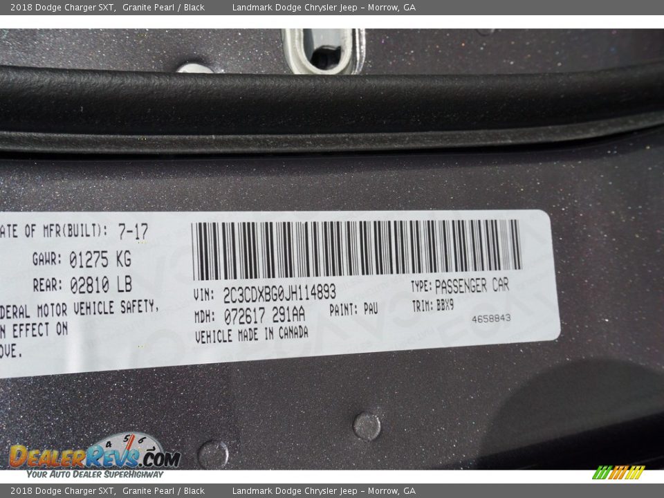 2018 Dodge Charger SXT Granite Pearl / Black Photo #9