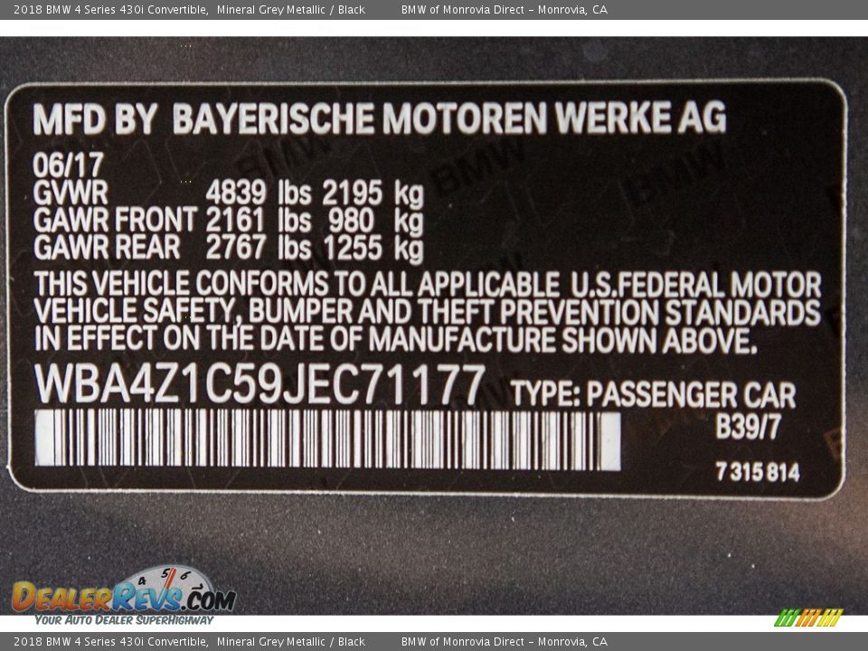 2018 BMW 4 Series 430i Convertible Mineral Grey Metallic / Black Photo #11