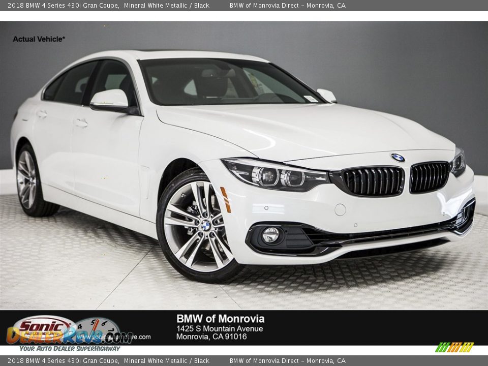 2018 BMW 4 Series 430i Gran Coupe Mineral White Metallic / Black Photo #1