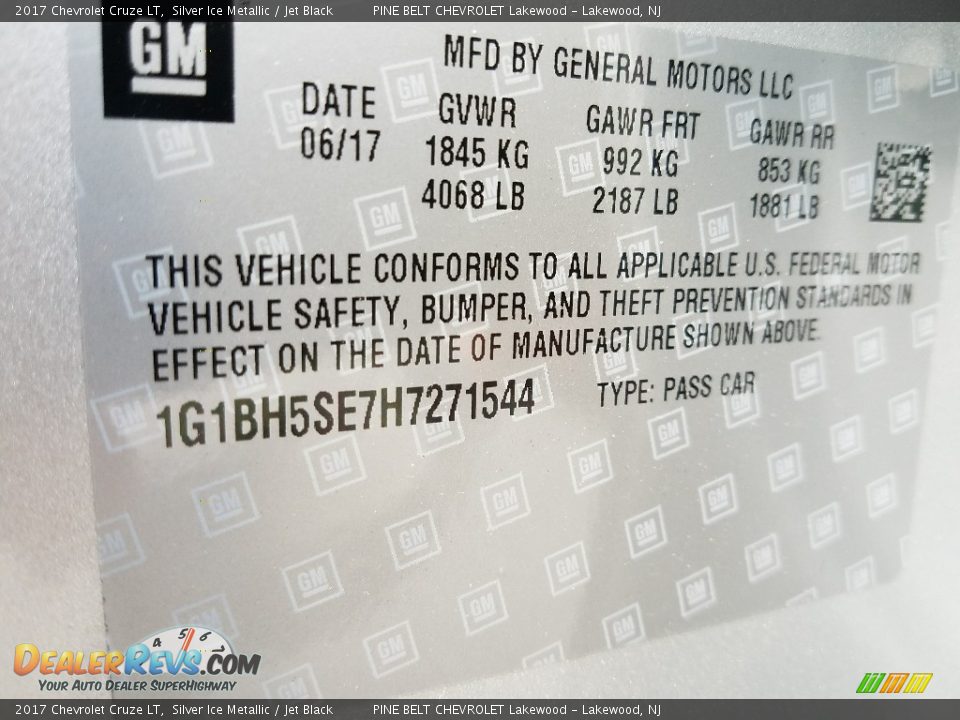 2017 Chevrolet Cruze LT Silver Ice Metallic / Jet Black Photo #8