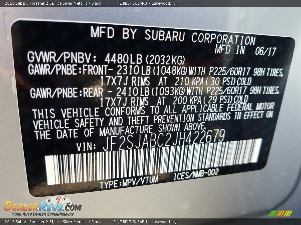 2018 Subaru Forester 2.5i Ice Silver Metallic / Black Photo #7