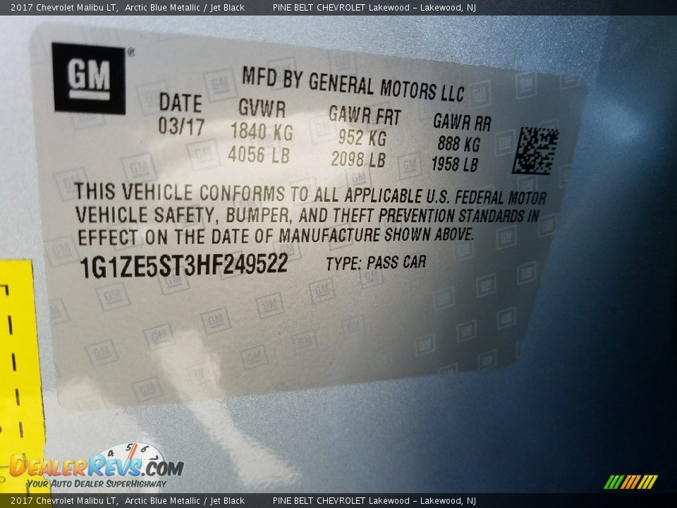 2017 Chevrolet Malibu LT Arctic Blue Metallic / Jet Black Photo #8