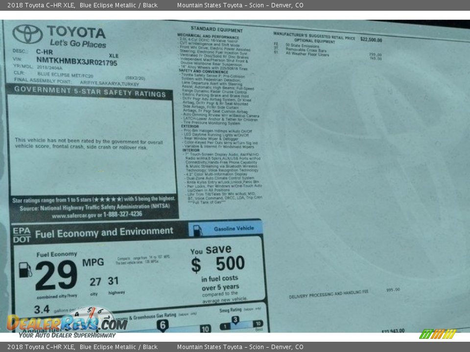 2018 Toyota C-HR XLE Blue Eclipse Metallic / Black Photo #10