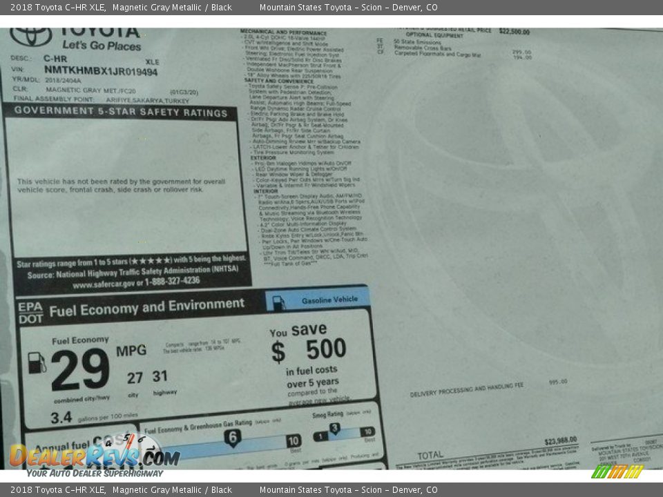 2018 Toyota C-HR XLE Magnetic Gray Metallic / Black Photo #10
