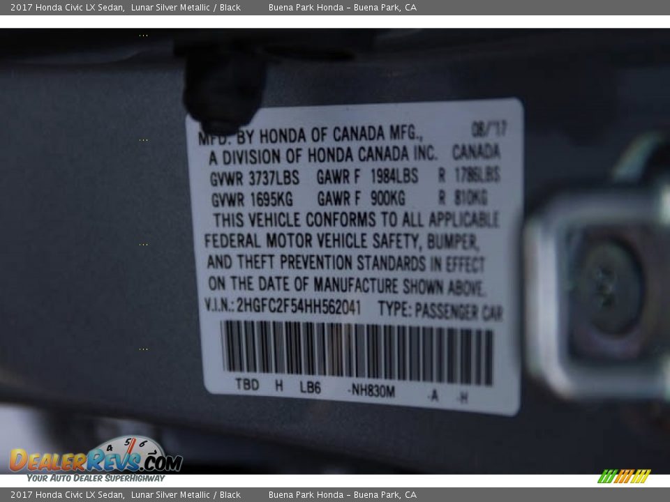 2017 Honda Civic LX Sedan Lunar Silver Metallic / Black Photo #16