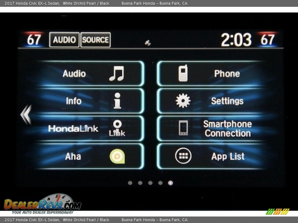 2017 Honda Civic EX-L Sedan White Orchid Pearl / Black Photo #16