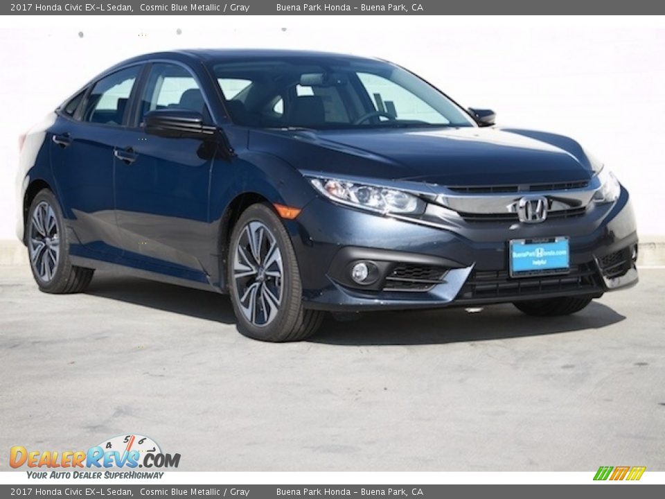 2017 Honda Civic EX-L Sedan Cosmic Blue Metallic / Gray Photo #1